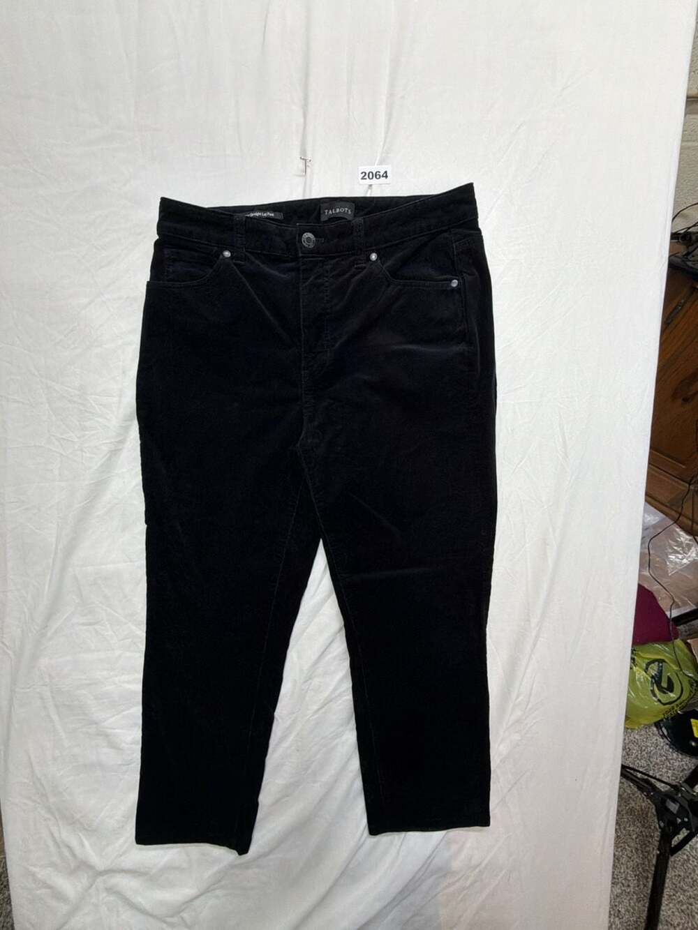 Talbots Corduroy Straight Leg Pant Size 8P Black Cotton Blend